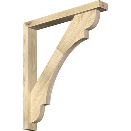 Ekena Millwork Olympic Block Rough Sawn Bracket w/ Offset Brace, Douglas Fir, 4"W x 30"D x 34"H BKT0402X30X34OLY05RDF